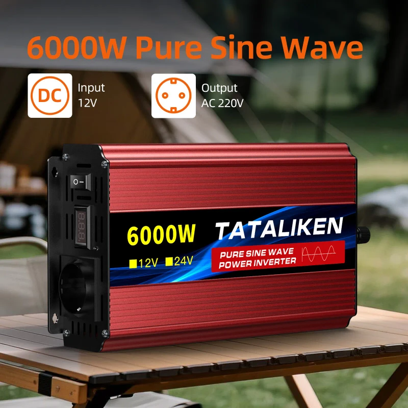 Tataliken 6000w Reiner Sinuswellen‑wechselrichter, 12v Auf 230v, Stromumwandler Für Wohnmobil‑camping Und Fahrzeuge