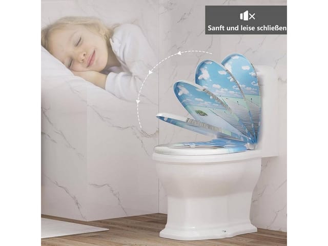 Toilettendeckel mit Absenkautomatik Toilettensitz Klodeckel Softclose Klobrille wc Deckel abnehmbar Toilettenbrille mit verstellbaren Scharnieren