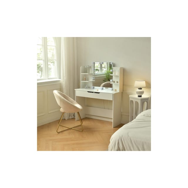 Home Deluxe - Schminktisch mit Spiegel und LED-Beleuchtung kylie Schminktisch Frisiertisch Spiegel Kosmetiktisch