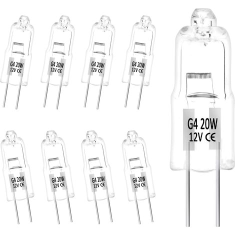 G4 12v 20w Warmweiße Halogenlampe, Niedervolt, Dimmbar, Klare Kapsellampe, 10 Stück