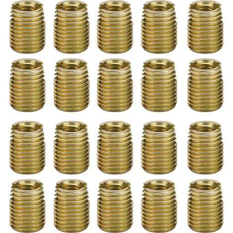 20-teiliges Gewindeeinsatz-set, M2 M3 M4 M5 M6 M8 M10 M12 302 Kohlenstoffstahl, Selbstschneidende Gewindeeinsatz-zubehörteile, Reparaturwerkzeuge (innengewinde M50,8 Außengewinde M81,0 Länge 10 Mm)