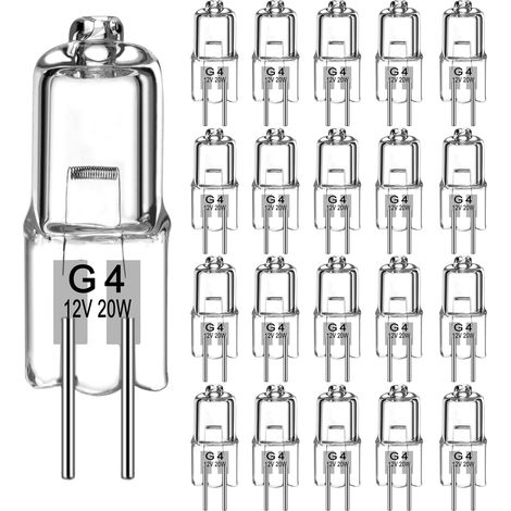 G4-halogenlampe (20 Stück) G4 12v 20w Dimmbare Halogenlampen Warmweiß 280lm, 2800k 2-pin-halogenlampe Für Dunstabzugshauben, Kristalllüster, Gartenbeleuchtung