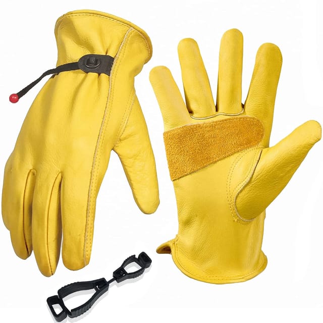 Jusch - Gartenhandschuhe Für Männer/frauen, Arbeitshandschuhe Aus Rindsleder, Anti-dorn- Und Anti-schnitt-gartenarbeitshandschuhe – Gelbe Verdickung (m)