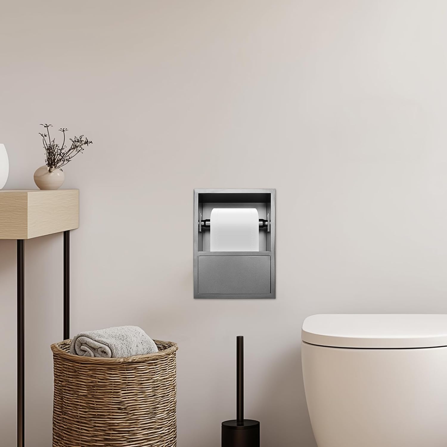 Unterputz Toilettenpapierhalter,edelstahl Einbau Wandregal-organizer, Wc-papierrollenhalter,klopapierhalter Mit Aufbewahrung,für Badezimmern1712 23 Cm