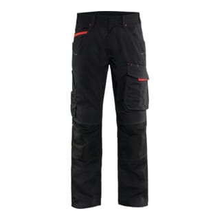 Blaklader - Blakläder Service Bundhose Service Plus, schwarz / rot, Konfektionsgröße 102 Grammatur 250
