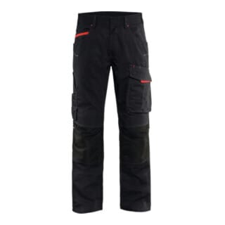 Blaklader - Blakläder Service Bundhose Service Plus, schwarz / rot, Konfektionsgröße 26 Grammatur 250