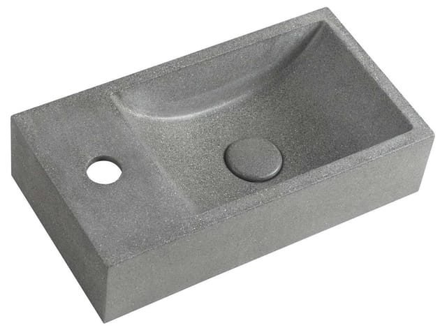 Small - Handwaschbecken, 40x22 cm, ohne Überlauf, 1 Hahnloch links, schwarzer Granit AR403 - Sapho