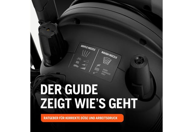 Husqvarna PW 130 Hochdruckreiniger ✔ 130 Bar, 465 L/h Durchflussmenge, Metallpumpe, 6 m Schlauch, Schaumsprüher und Düsen - Kompakter elektrischer