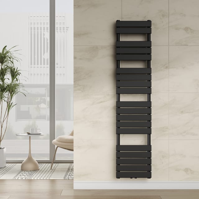 [neu.haus] - Handtuchheizkörper Voss Schwarz 180x40cm Lamellen