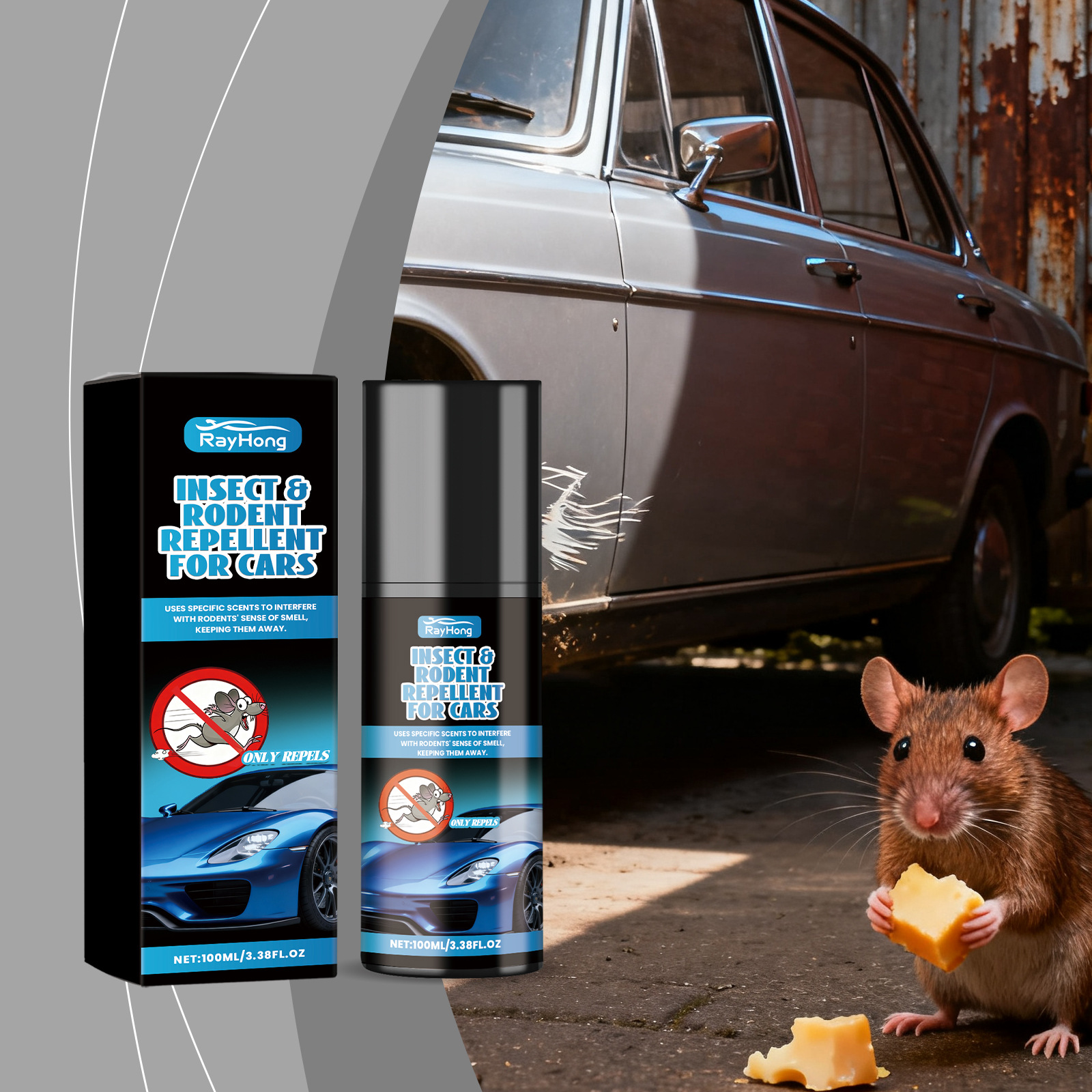 Autospray Gegen Nagetiere, Tägliches Autospray Gegen Nagetiere Im Außenbereich, Tragbares Spray – 100 Ml -- Dtekgaz