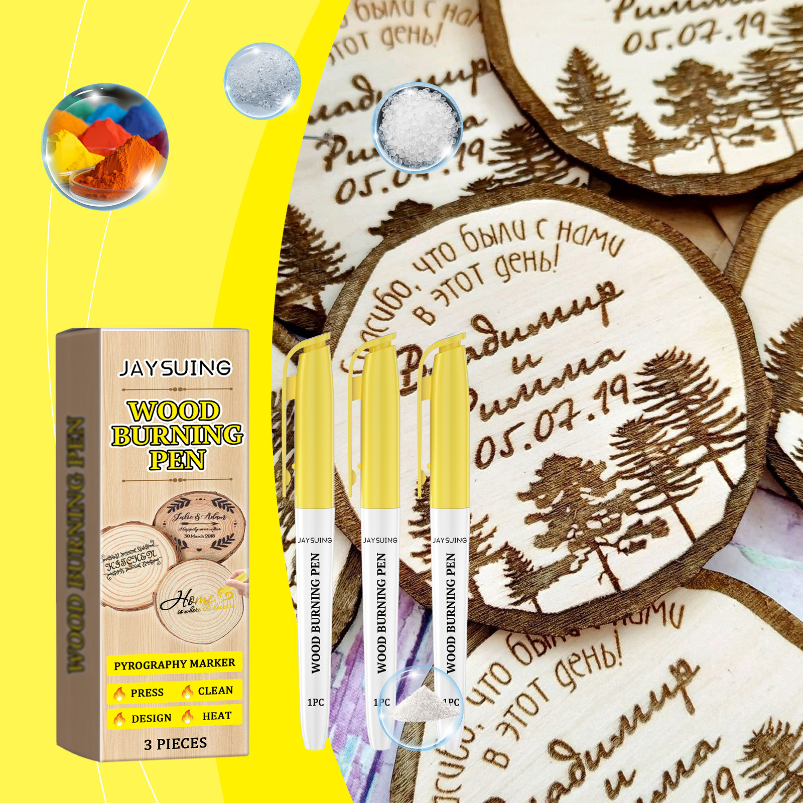 Brandmalstift, Holzmarker, Kunsteffekt, Diy-holzbrandmalstift – 3 Stück -- Dtekgaz