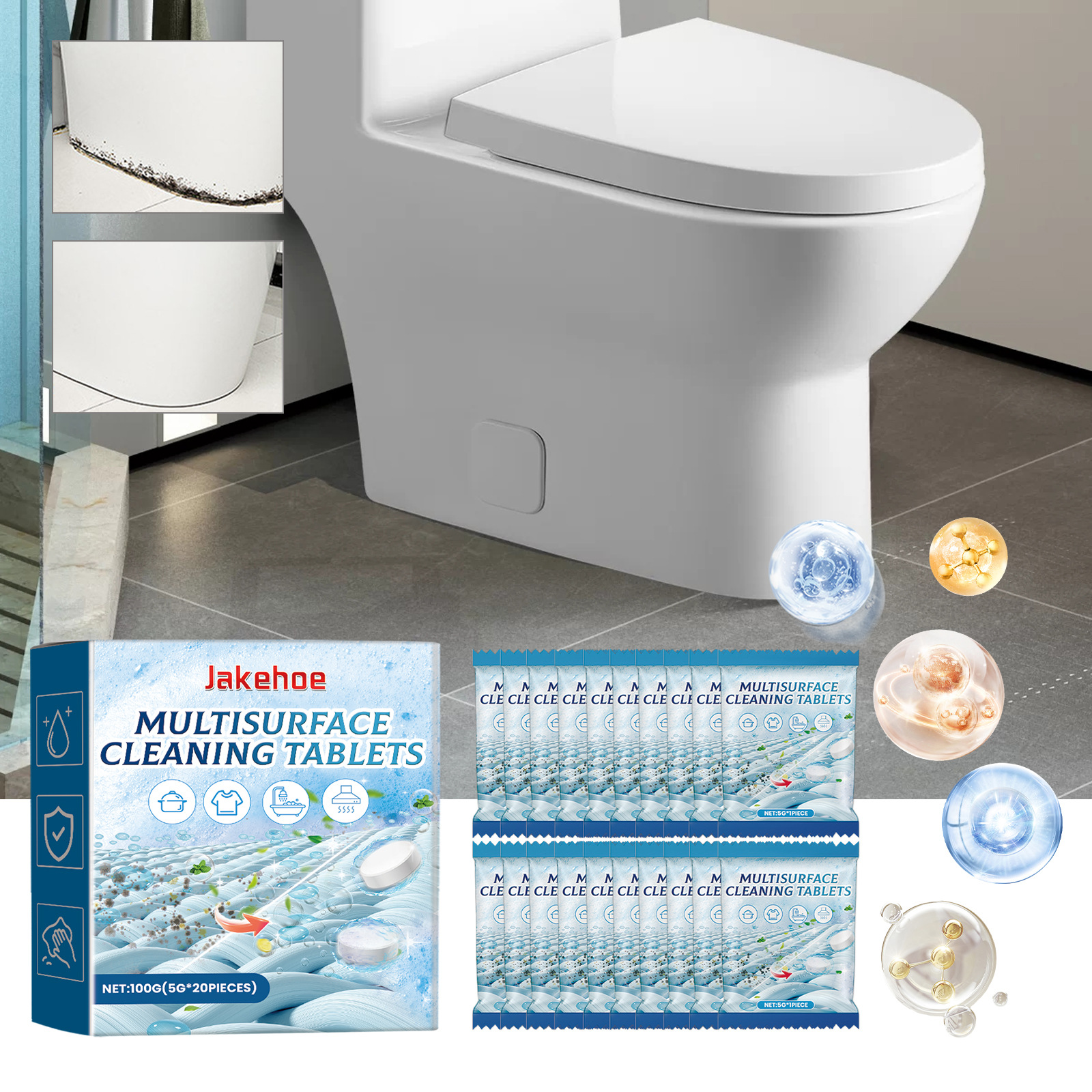 Brausetabletten Zur Reinigung Verschiedener Oberflächen Für Toiletten, Waschbecken Und Spülbecken - 100 G (5 G X 20 Stück) -- Dtekgaz