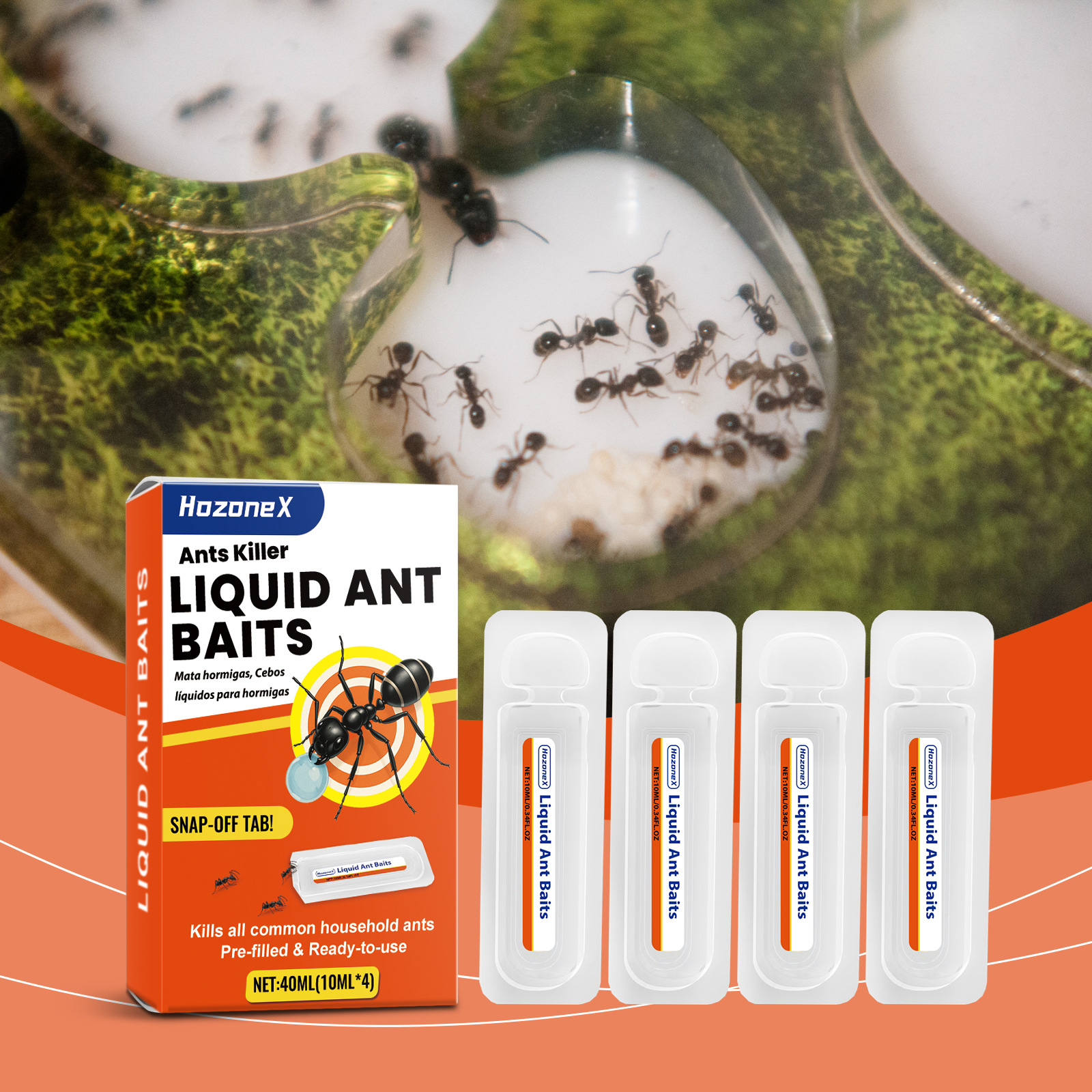 Flüssiges Ameisenköder, Geeignet Für Den Innen- Und Außenbereich, Einschließlich Fensterbänke, Ecken Und Unter Haushaltsgeräten. 40 Ml (4 X 10 Ml) -- Dtekgaz