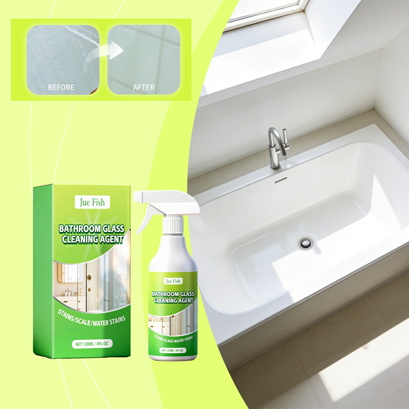 Haushaltsreiniger Für Badezimmer, Geeignet Für Glas, Fliesen, Badewannen, Armaturen, Duschköpfe Und Duschräume – 120 Ml -- Biemmedue