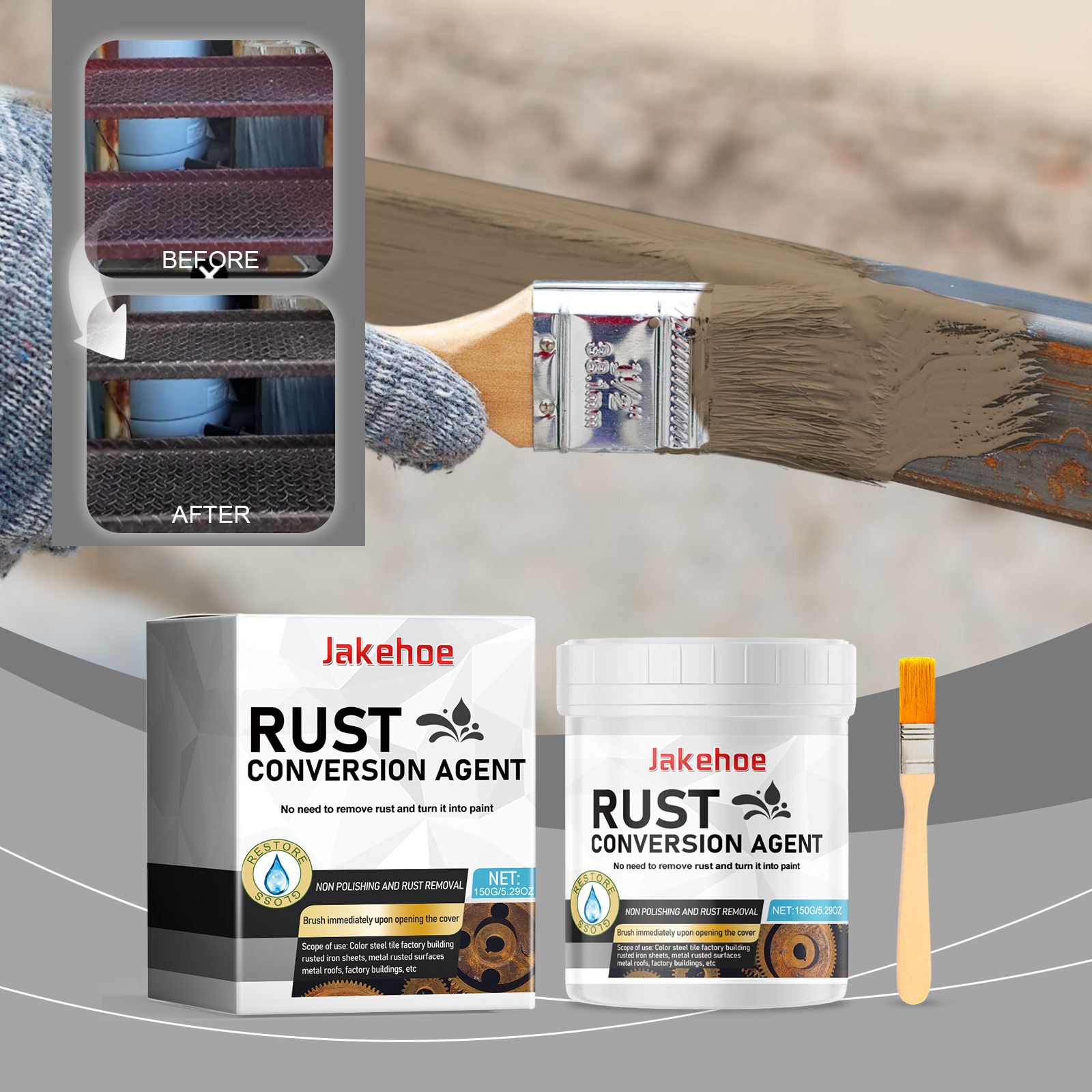 Metall-rostschutzmittel, Langanhaltender Oxidationsschutz Und Rostentferner Für Metalloberflächen Mit Schutzfilmen – 150 G + Pinsel -- Biemmedue
