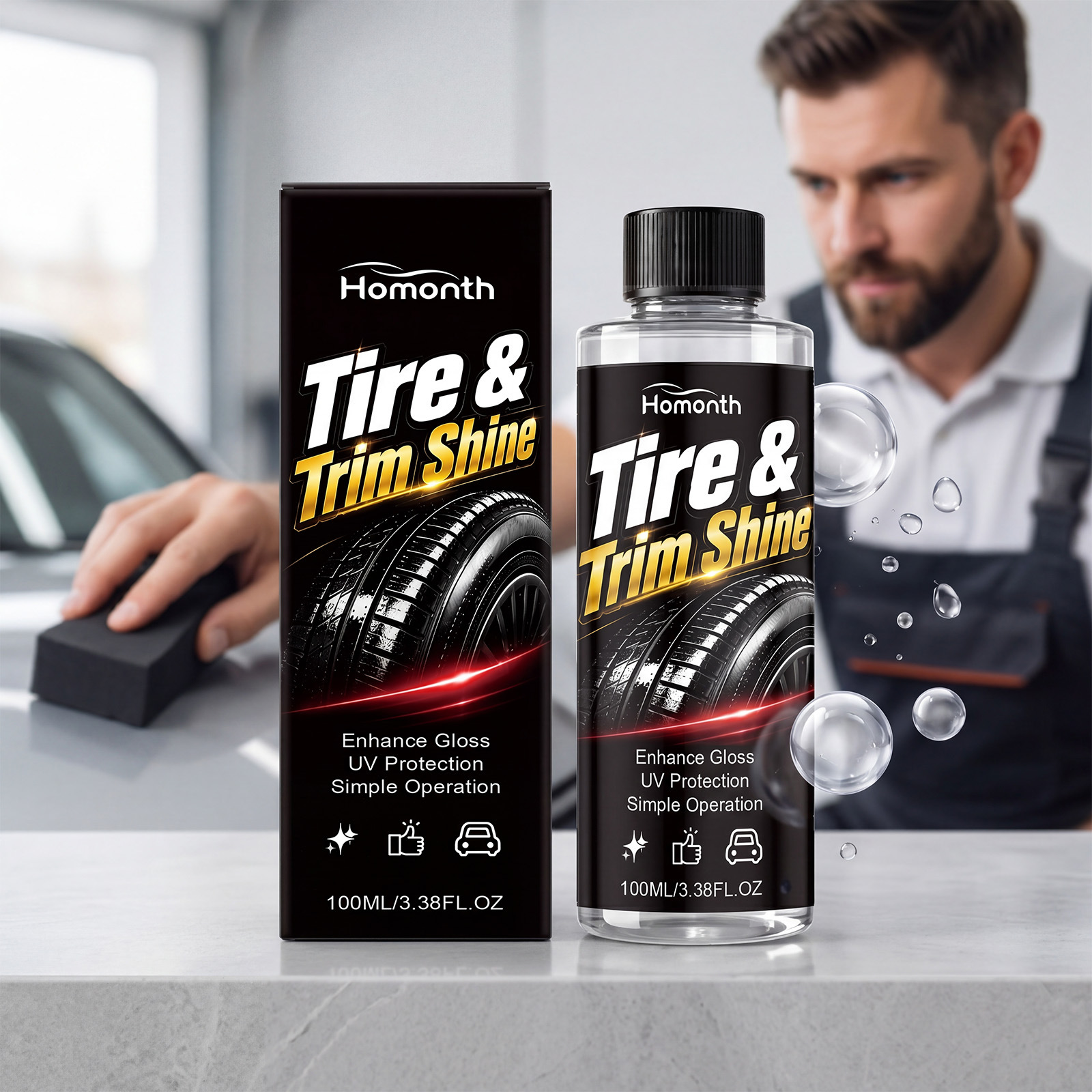 Reifenglanzmittel Für Die Tägliche Reinigung Und Glanzverbesserung Von Autoreifen – Tragbares Reifenpflegeprodukt – 100 Ml -- Biemmedue