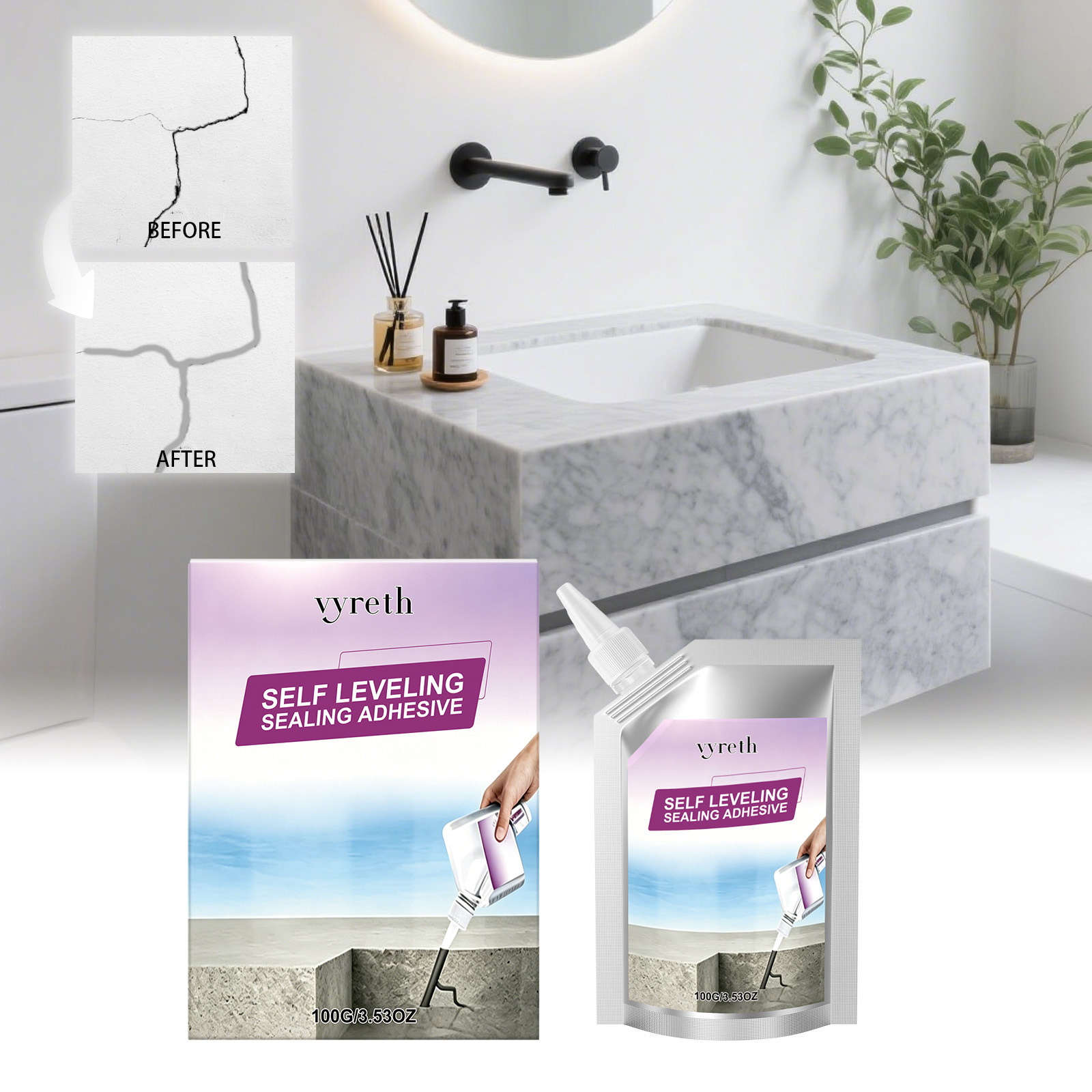 Rissfüller Für Wand- Und Bodenrisse, Einfach Anzuwenden, Hitze- Und Kältebeständig Sowie Wasserdicht – 100 G -- Dtekgaz