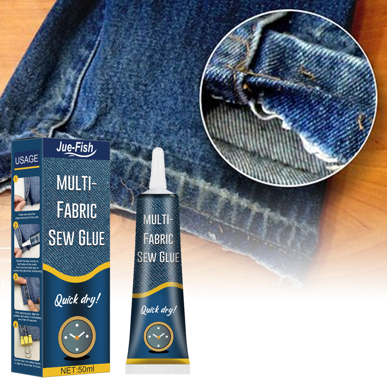 Textilreparaturkleber, Spezialkleber Für Kleidung, Bedruckte Hosen, Schuheinlagen, Jeans Und Gerissene Stoffe – 50-ml-packung -- Biemmedue