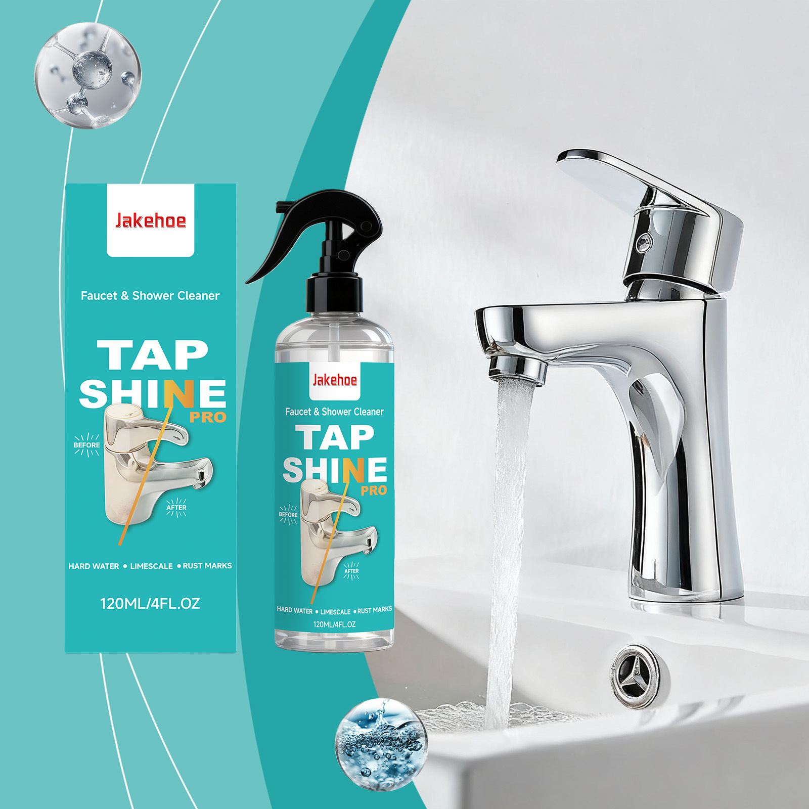 Tragbarer 120-ml-wasserhahnreiniger Für Die Tägliche Reinigung Von Küchenarmaturen, Fleckenentfernung Und Glanz -- Biemmedue