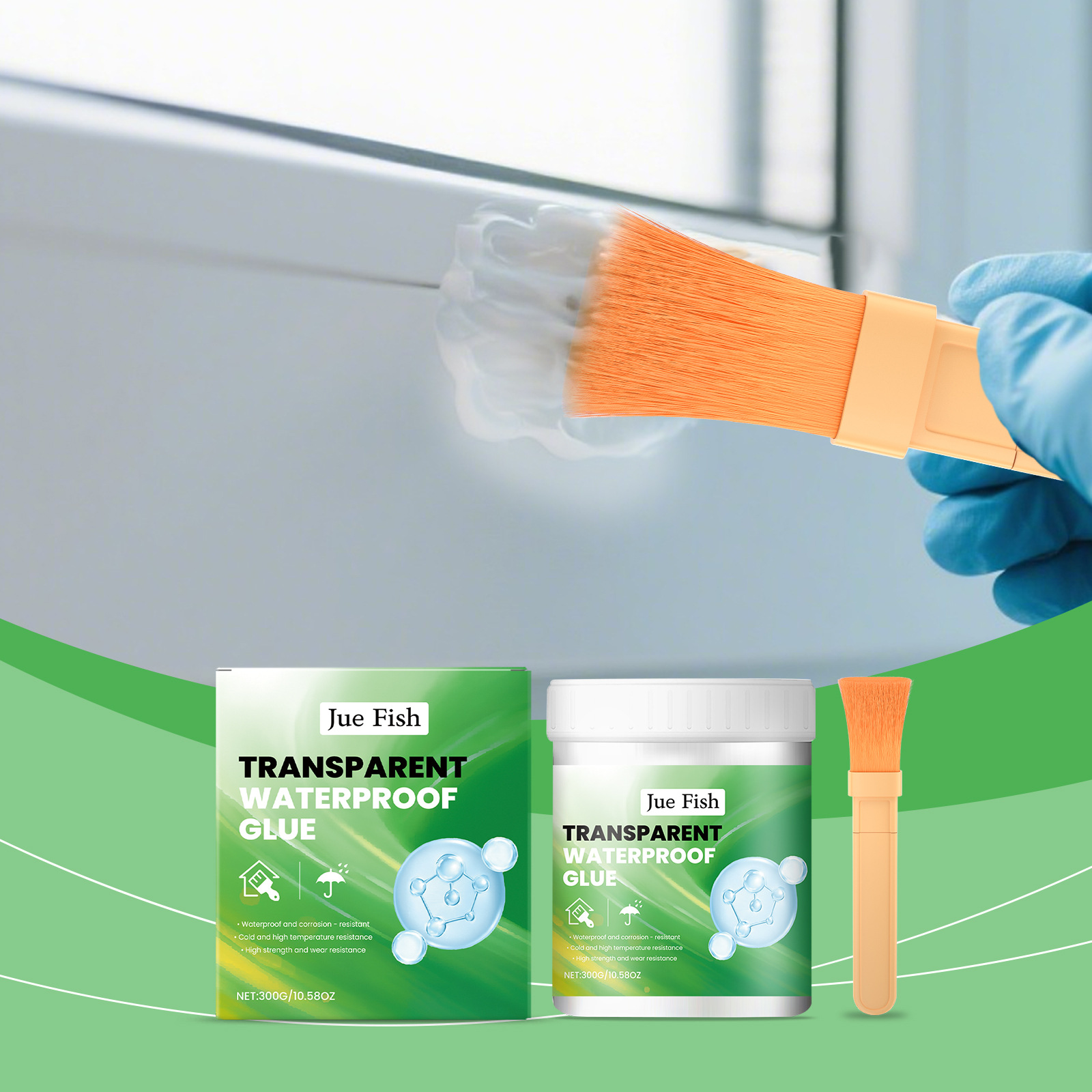 Transparente, Wasserdichte Beschichtung Für Badezimmer, Kein Mauerwerk Erforderlich, Glatte Anwendung, Beständig Gegen Vergilbung, Kälte Und Hitze – 300 G X 1 + Pinsel X 1 -- Dtekgaz