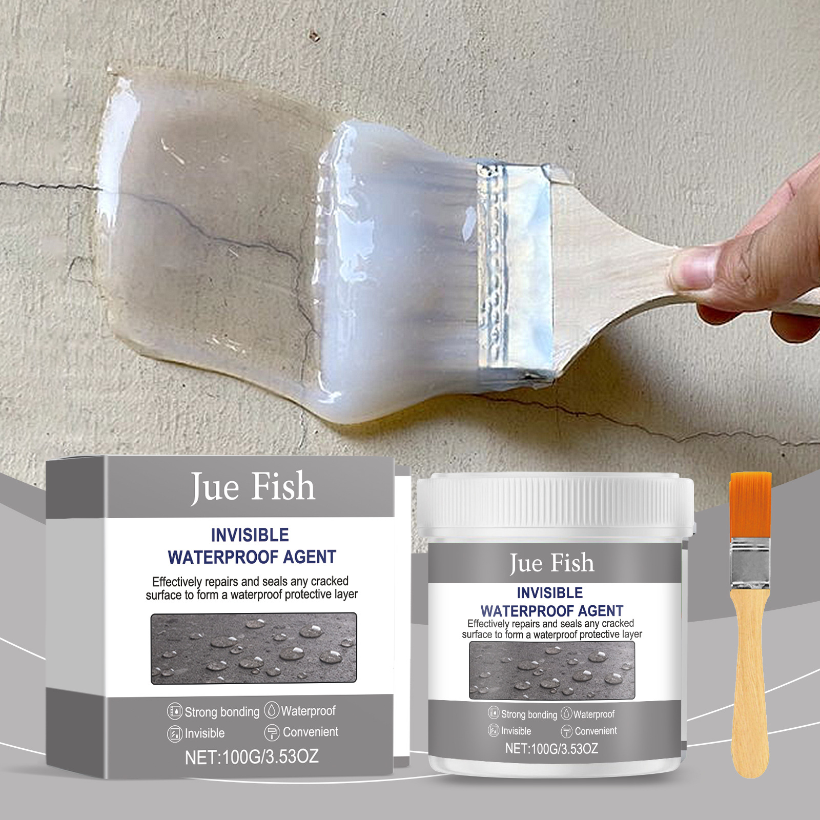 Unsichtbarer, Wasserfester Klebstoff/beschichtung Für Heimwerkerarbeiten, Leckreparaturen, Abdichtung Von Spalten, Abriebfest, Abriebfest Und Wasserdicht – 100 G × 1 + Pinsel × 1 -- Biemmedue