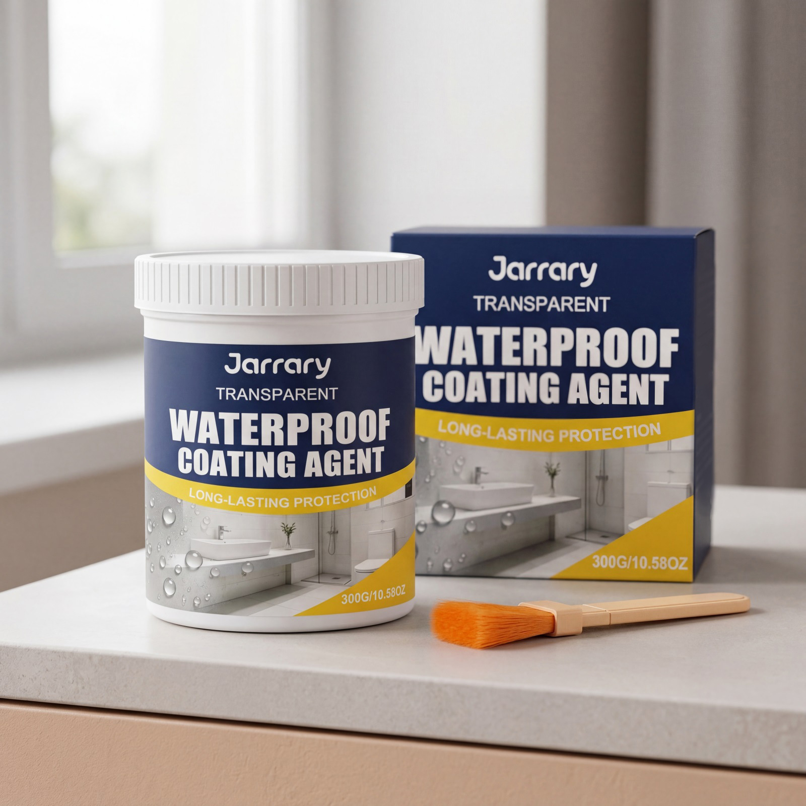 Wasserfeste Beschichtung Für Dächer, Badezimmer, Fensterbänke, Innen- Und Außenbereich, Schnelltrocknend, Multifunktional, Wasserdicht Und Durchlässig – 300 G × 1, Pinsel × 1 -- Biemmedue