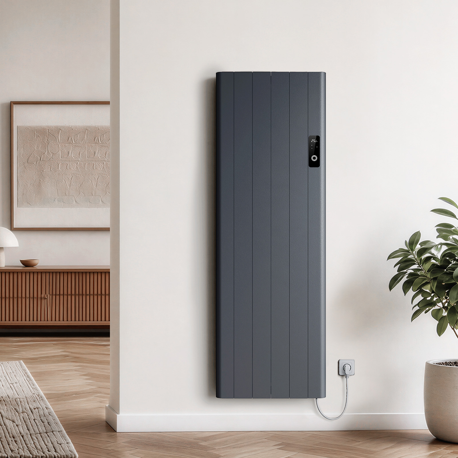Emke Wand-konvektor Aluminium 1500 W 1600×545 Mm Anthrazit Elektroheizung Mit Wlan Und Lcd-touchscreen