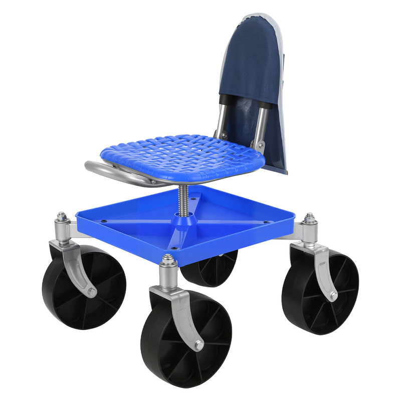 Gartenwerkbank – Kleine Mobile Werkbank – Drehbarer Werkzeugwagen – Tragkraft 150 Kg – Klappbar – 360 Grad Drehbar – Höhenverstellbar – Integrierte Ablageschale – 32×32×61 Cm