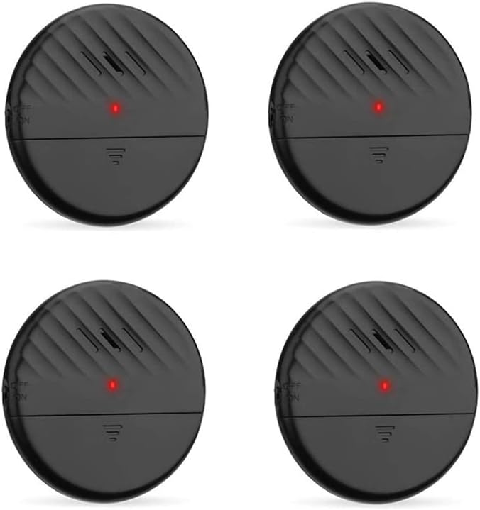 Vibrationsalarmsensoren Für Schwarze Türen (4er-pack, 125 Db) – Schlanke Und Leistungsstarke Glasbruchmelder Mit Einstellbarer Empfindlichkeit Zum Schutz Ihres Zuhauses.