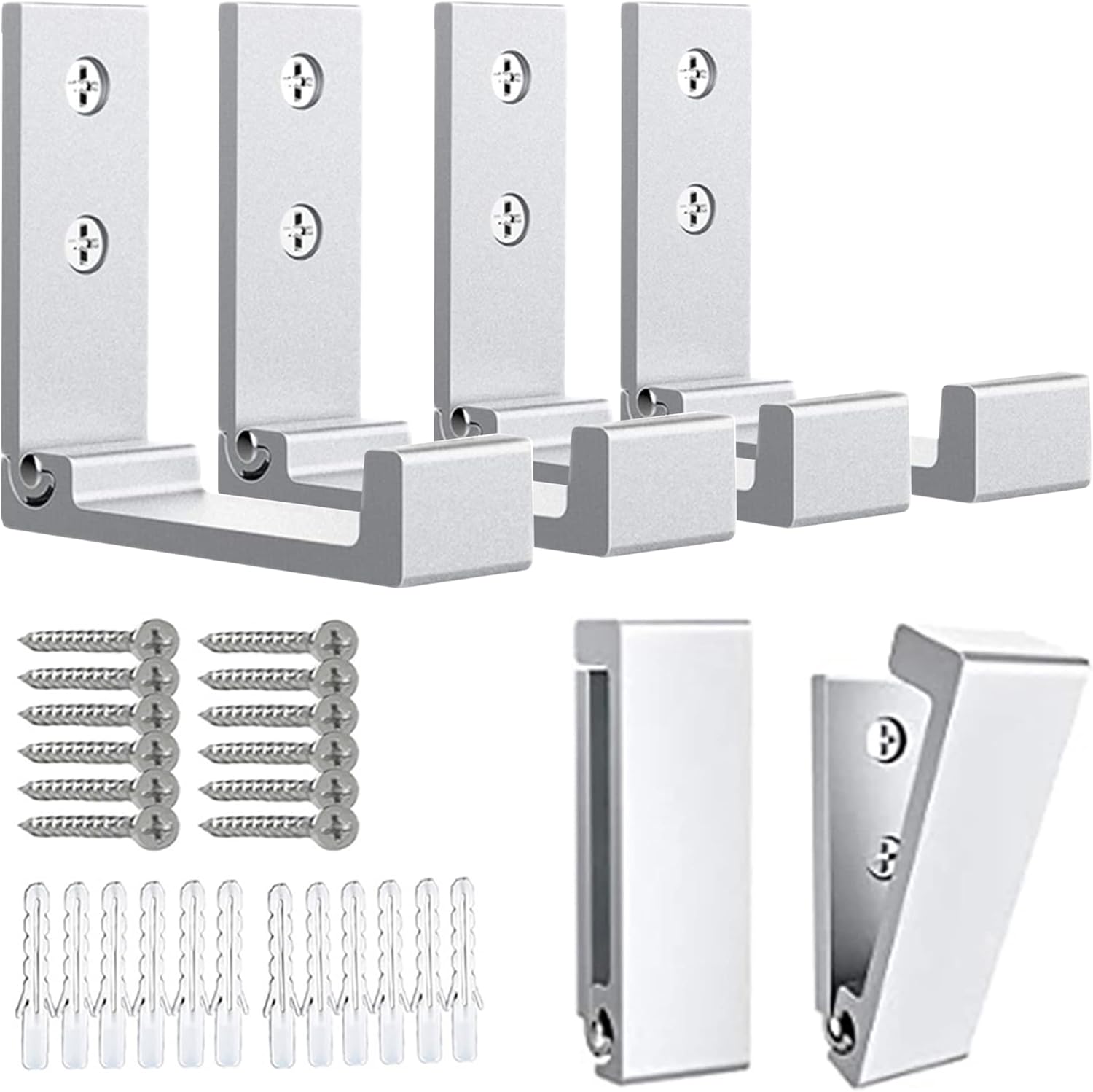 Klapphaken – 6 Robuste Aluminium-wandhaken (mit 12 Befestigungsschrauben), Geeignet Für Küchen, Badezimmer Und Schlafzimmer (silber).