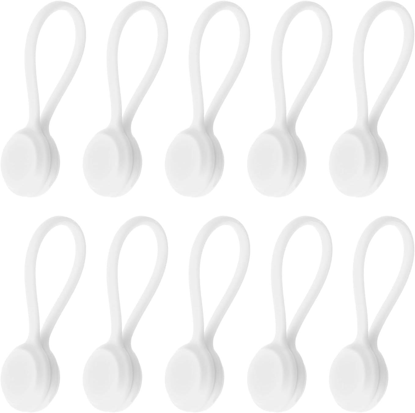 10 Wiederverwendbare Magnetische Kabelbinder Aus Silikon, Geeignet Zum Ordnen Und Gruppieren Von Kabeln, Weiß.