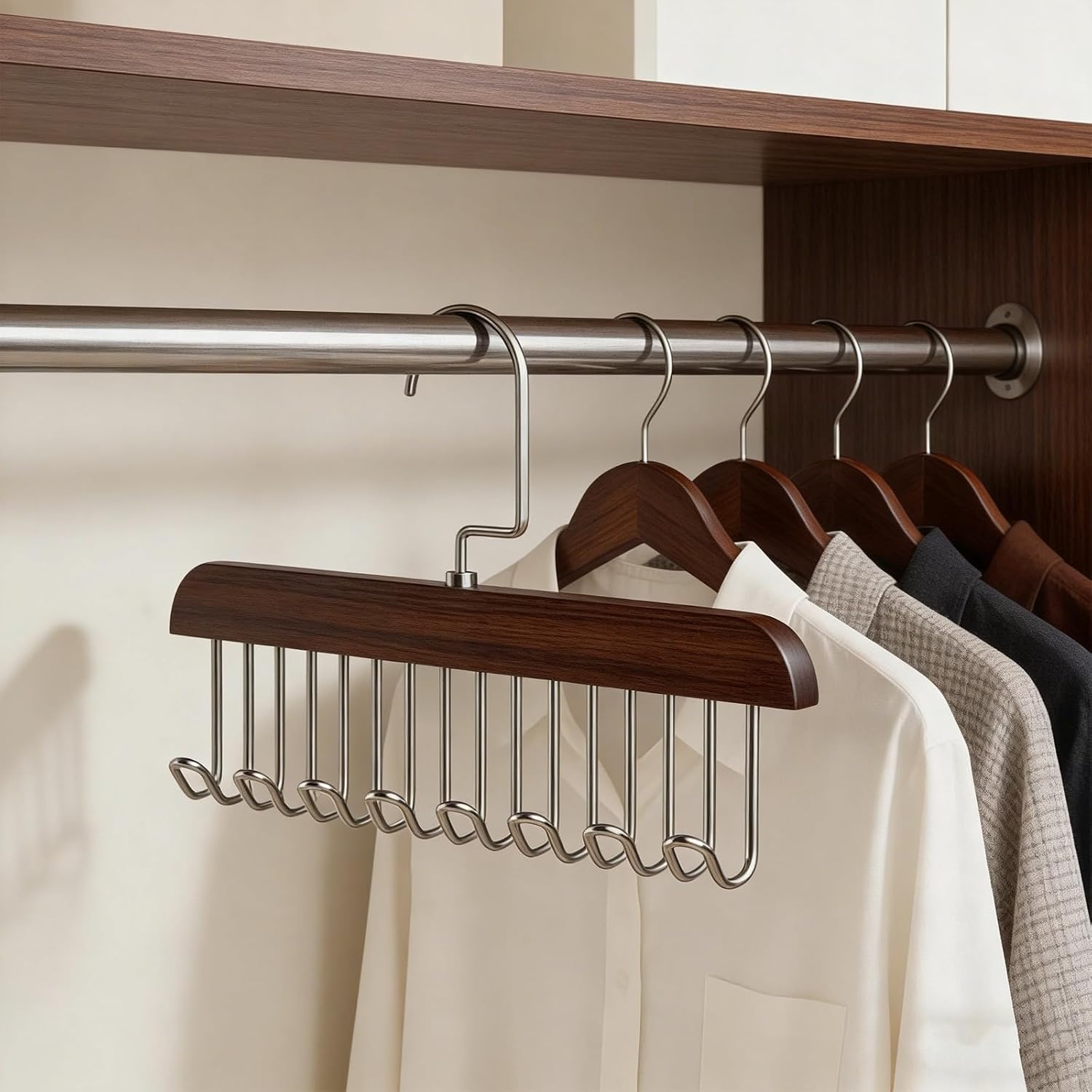 Multifunktionaler Kleiderbügel Für Kleidung Und Bhs Kleiderschrank-organizer Mit 8 Haken 360° Drehbar Platzsparend Zur Aufbewahrung Von Hüten, Gürteln Und Taschen.