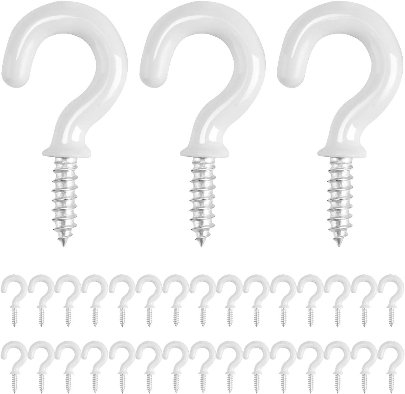 Set Mit 30 Deckenhaken Zum Einschrauben, Pvc-beschichtet, Für Den Innen- Und Außenbereich Geeignet – 1/2 Zoll, Weiß