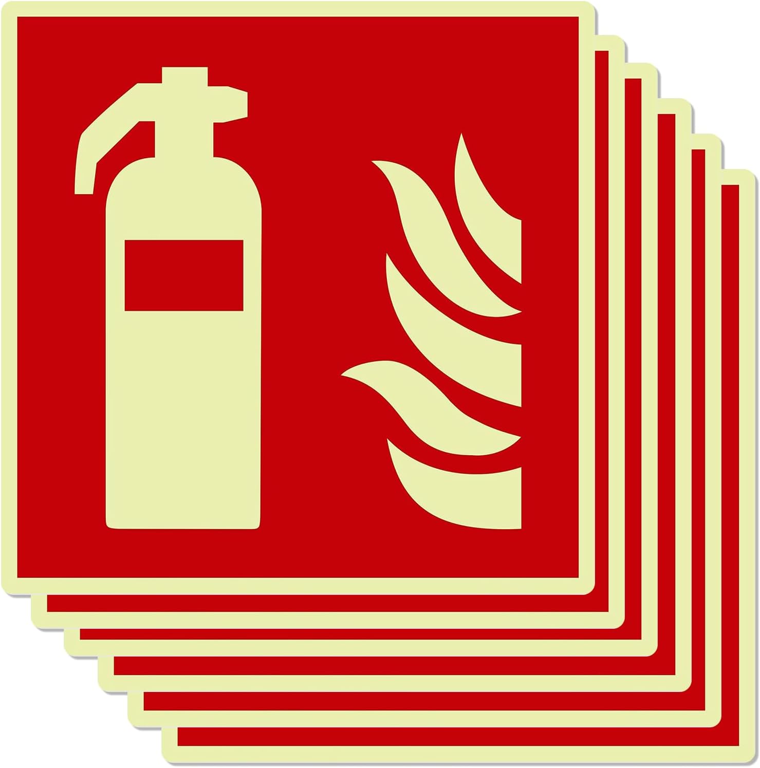 Packung Mit 6 Selbstklebenden Etiketten Für Feuerlöscher – Universelle Leuchtetiketten Für Feuerlöscher – Brandschutzbeschilderung (150 Mm X 150 Mm)