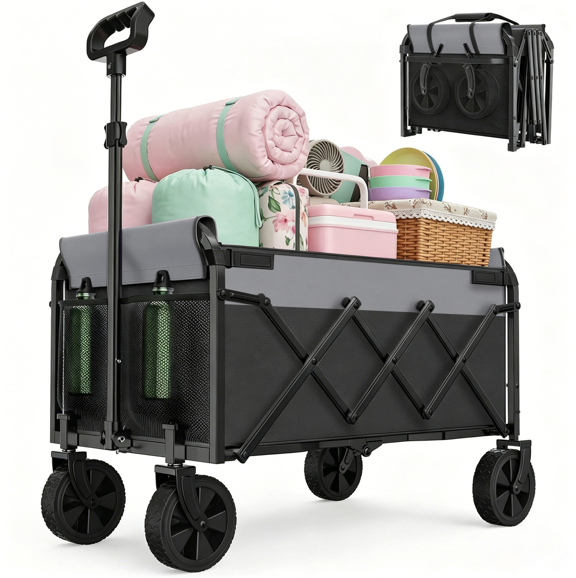Faltbarer Handwagen 100 Kg, 74 X 46 X 96,5 Cm, Schwarz Havrya