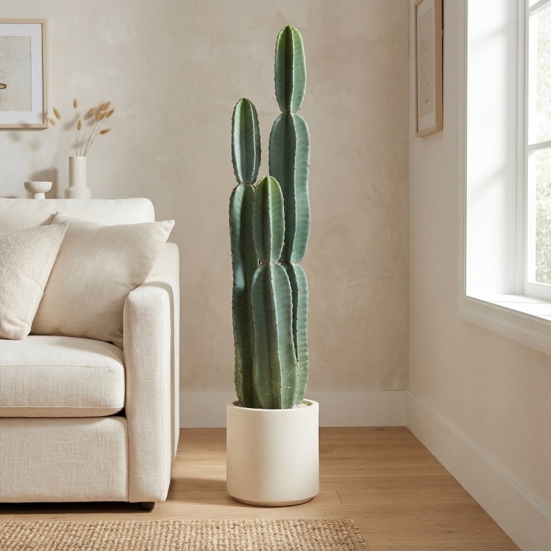 Große Künstliche Kaktuspflanze 111 Cm Mit Topf, Grün Havrya
