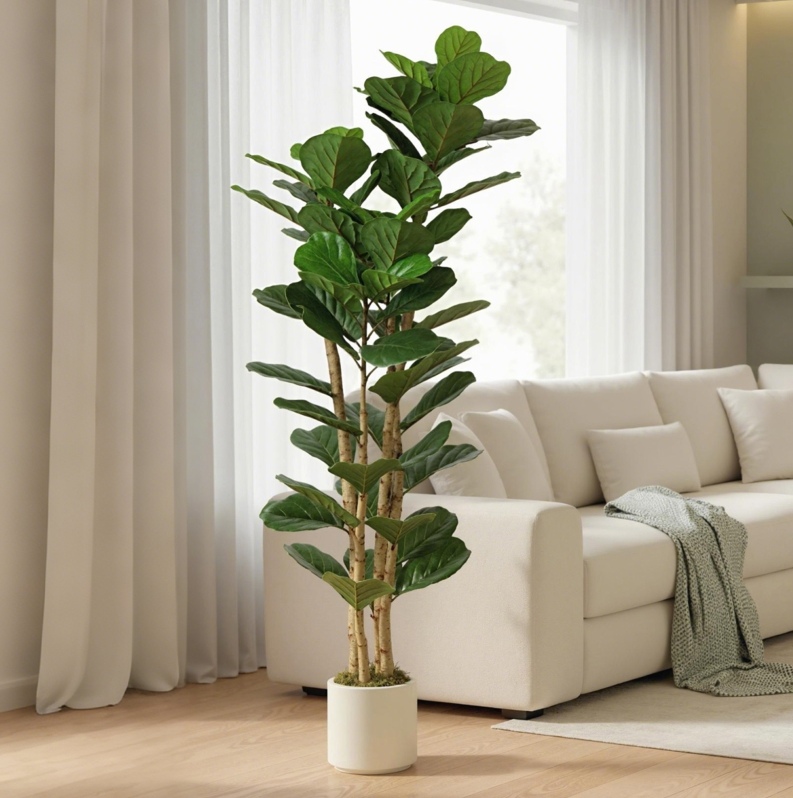 Künstliche Ficus-lyrata-pflanze 180 Cm, 91 Blätter, Mit Topf, Grün Havrya
