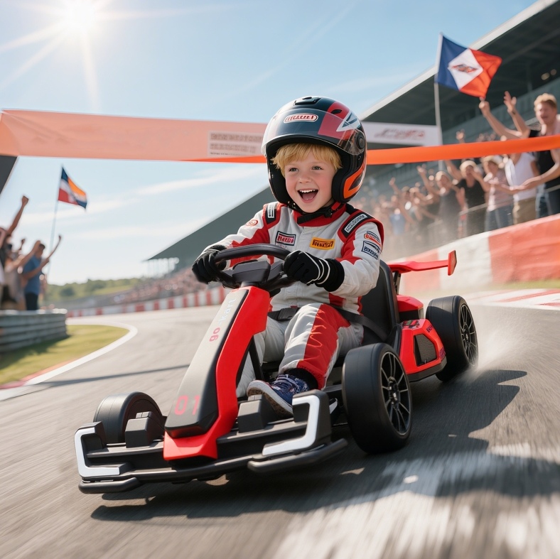 Elektrischer Kinder-kart Mit Hupe, Musik Und Verstellbarem Sitz, 12 Km/h, Rot/schwarz Havrya