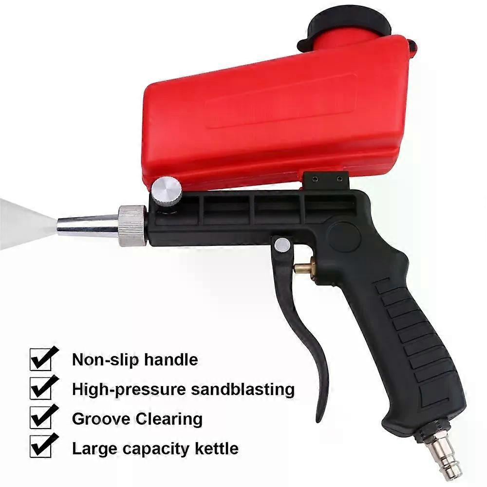 Für 1/4 Zoll Tragbare Schwerkraft-sandstrahlpistole, Pneumatisches Sandstrahlset, Roststrahlgerät, Verstellbare Strahlmaschine, Spritzpistole-jxlgv