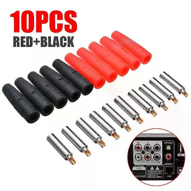 10 Stück/lot Rot-schwarz 4 Mm Kupfer Bananenstecker Lötfrei Seitlich Stapelbar Isolierte Steckdosenadapter-jxlgv