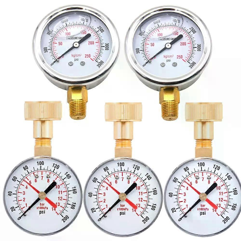 Für 3500/200 Psi Manometer, Digitales Manometer, 0-14 Bar Vakuummanometer, 3/4 Npt Für Wasserpumpen, Luft, Gas, Wasser, Kraftstoff, Flüssigkeiten - Jxlgv