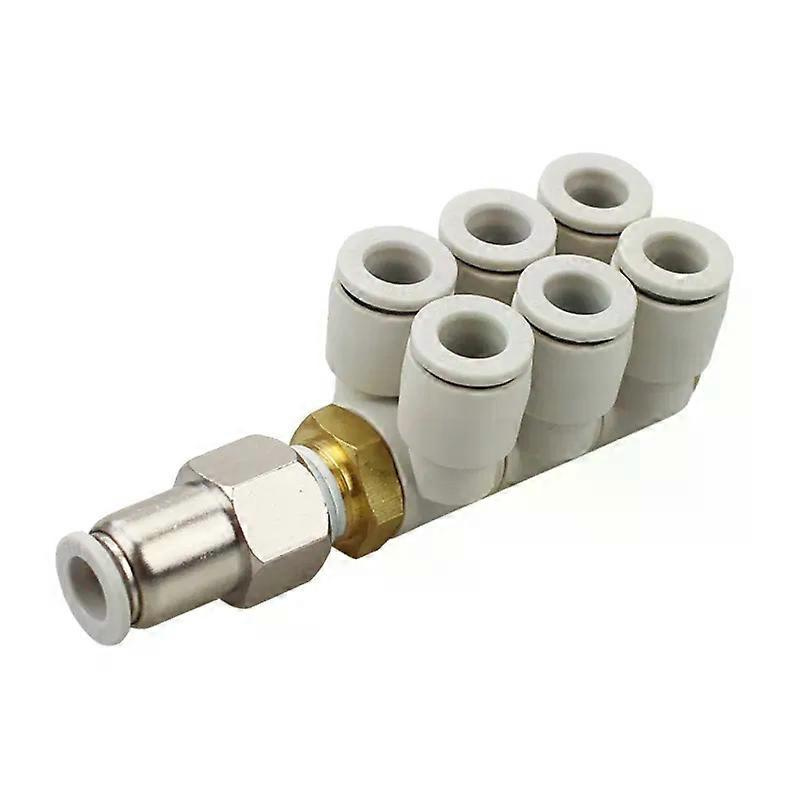 Für 7-wege-doppelreihen-schnellkupplung Für Luftleitungen Mit 4, 6, 8, 10 Und 12 Mm Durchmesser, 1 Eingang, 6 Ausgänge, Universelle Drehung – Jxlgv