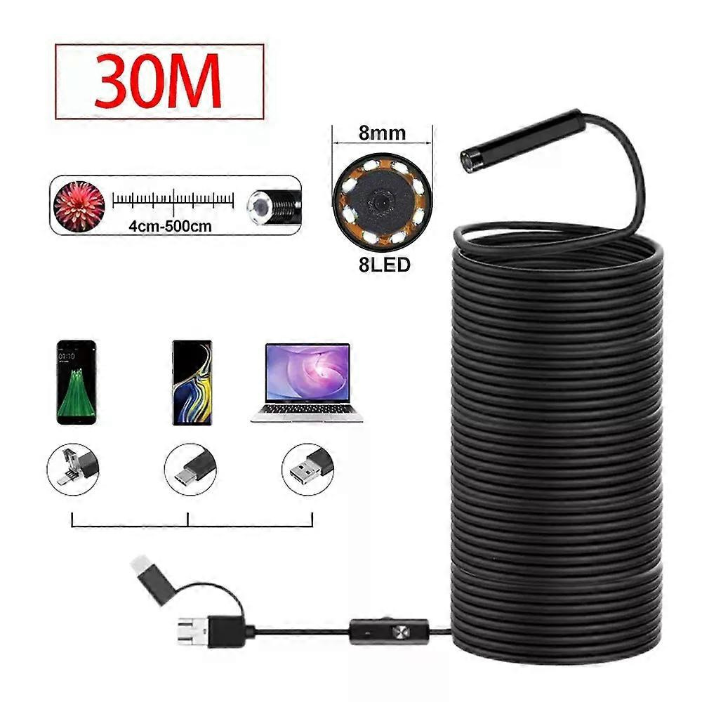 Mini-usb-typ-c-endoskop Für Industrielle Anwendungen, Kfz-endoskope, Unterwasserkamera, Boroskop Für Android-smartphones (30m-jxlgv)