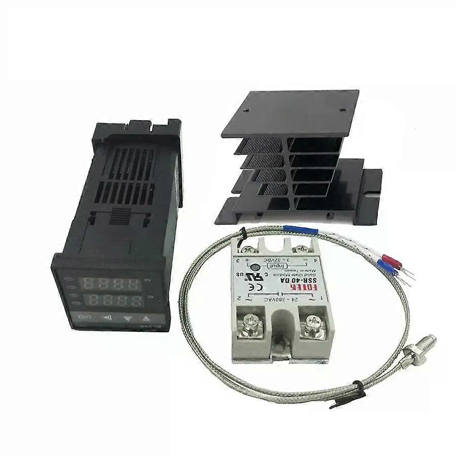 Für Rex-c100 Digitaler Pid-temperaturregler Thermostat Relais/ssr Ausgang 1300°c Thermoelement Typ K Sonde Sensor Kühler Ssr40da-jxlgv
