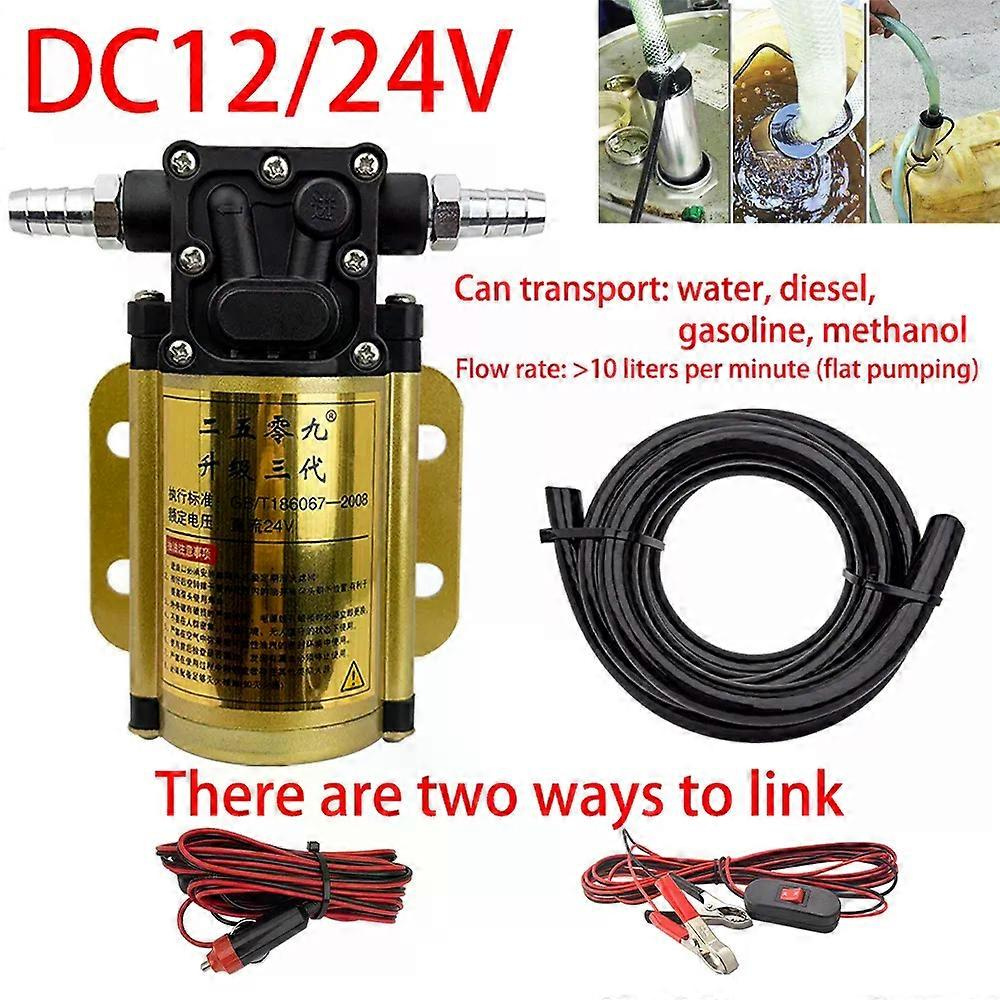 Tragbare 12v/24v-elektro-benzin-/dieselpumpe Mit 2 M Schlauch Und 4 M Stromkabel, Hochleistungs-universal-selbstansaugpumpe, Betankungsgerät – Jxlgv