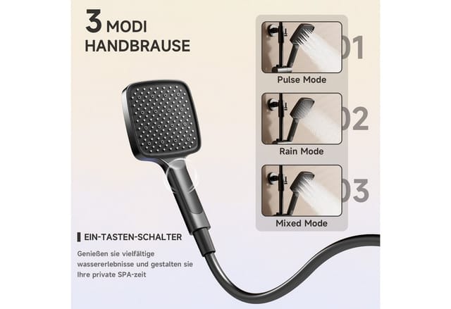 Duschsystem,duschsäuleset 3in1 Mit 330x220mm Regendusche,duschsystem Mit Thermostat Pistolengrau,360° Verstellbarer Regendusche Duschkopf,3 Modus Handbrause,anti Kalk Düsen Duschkopf