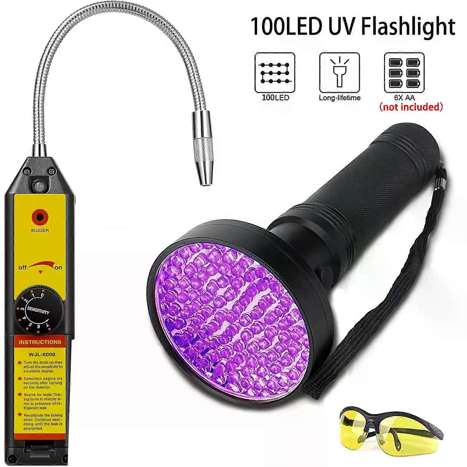 Lecksuchset Für Kältemittel In Klimaanlagen, Halogen-gasdetektor Mit Uv-taschenlampe Und Schutzbrille – Jxlgv