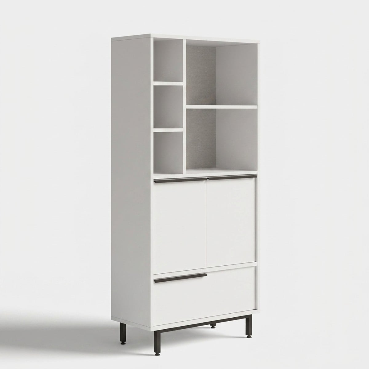 Platzsparender Badezimmerschrank Mit Türen Und Regalböden Vespis - Weiß