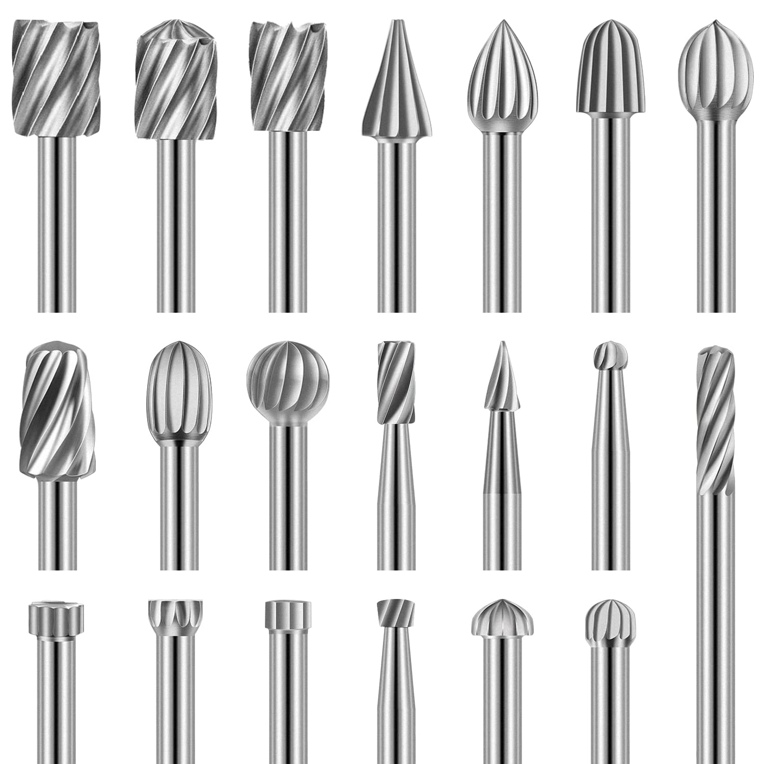 Holzschnitz & Gravierbohrer Set 20-teilig (1/8" Schaft) – Rotations-fräser Bits Für Multifunktionswerkzeuge Zum Schnitzen, Bohren & Nuten Von Holz & Kunststoff