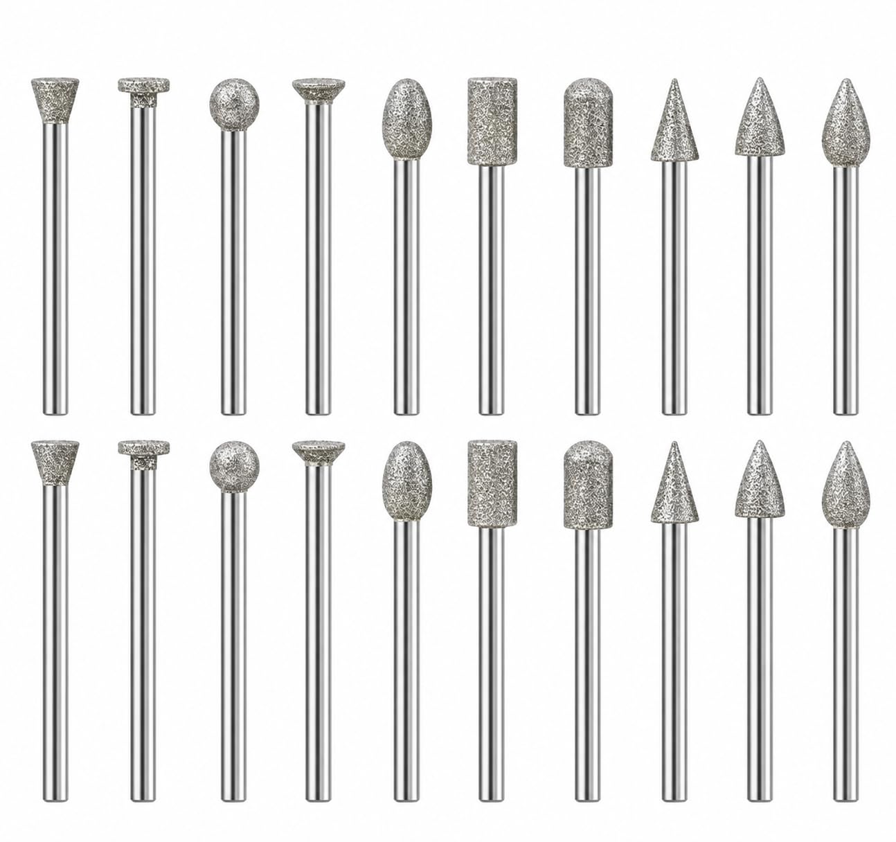 20 Stück Diamant Fräser Set Für Dremel 3mm Schaft 120er Körnung Zum Gravieren Schleifen Polieren Von Stein Glas Keramik